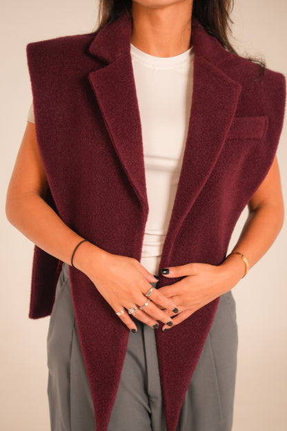 Burgundy Scarf Jacket