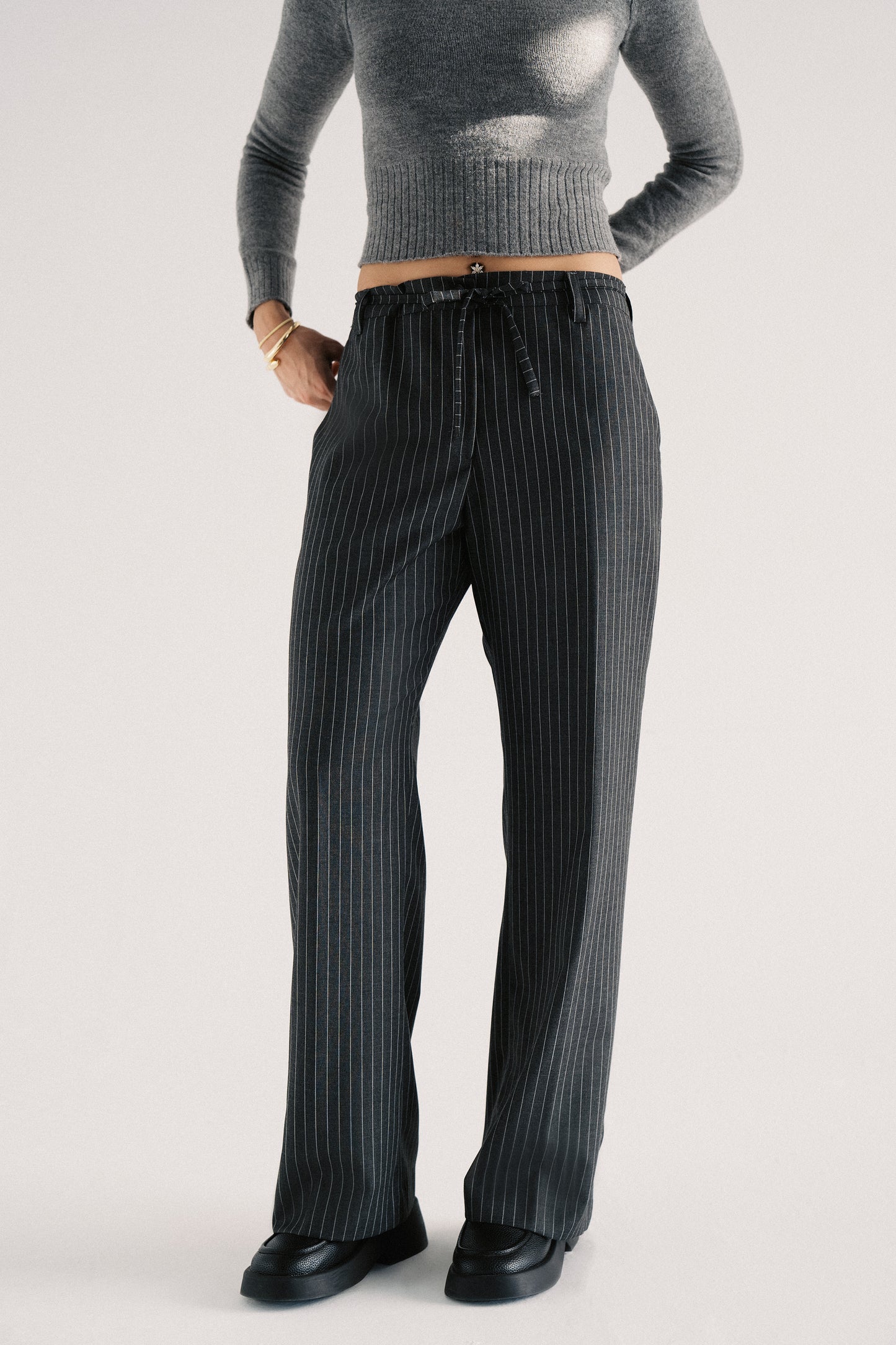 Grey Stripped Knot Trousers