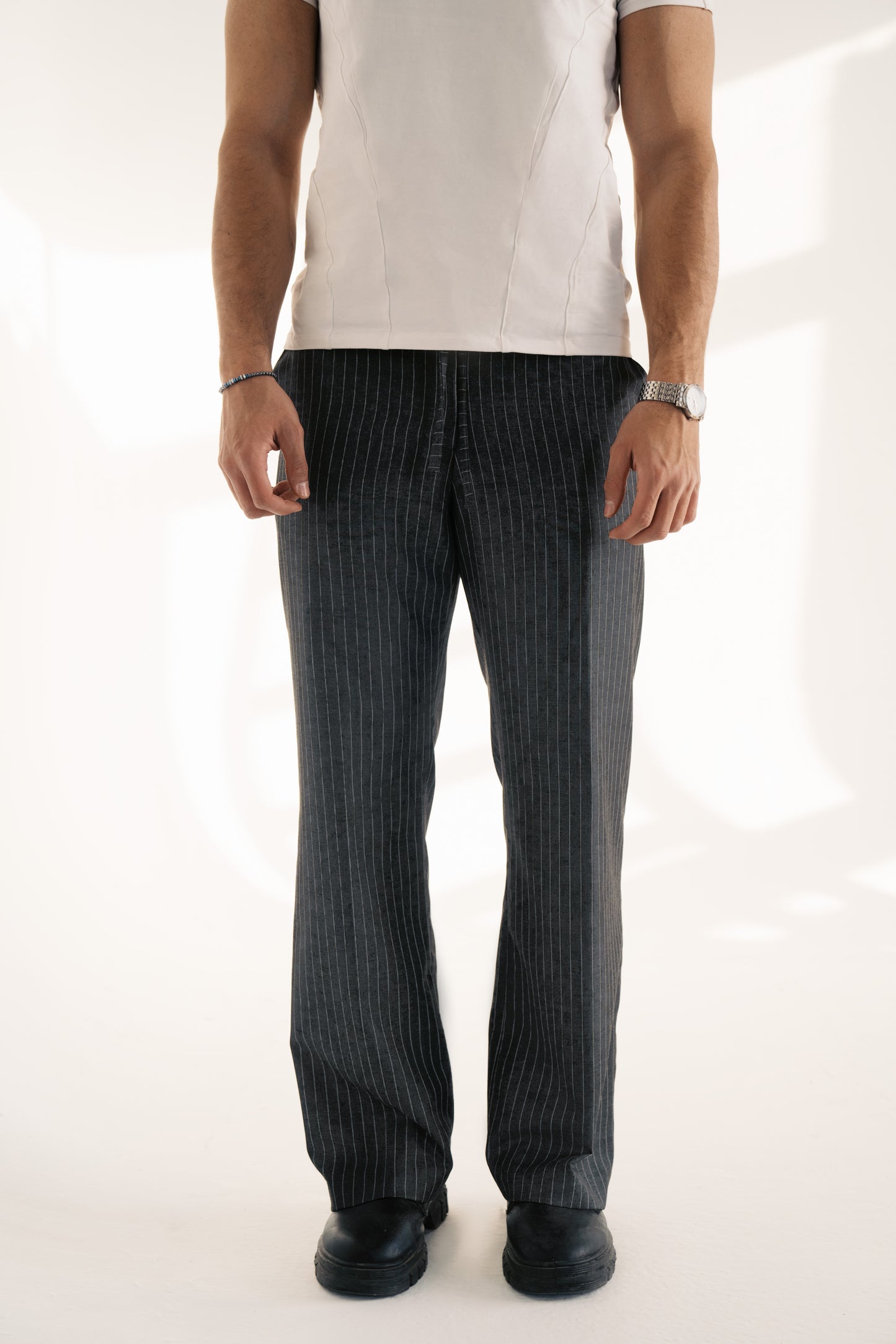 Grey Stripped Knot Trousers