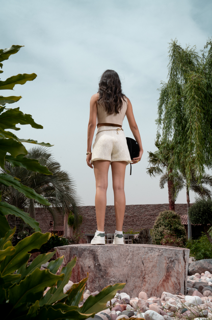 Cropped Vest - Beige Linen